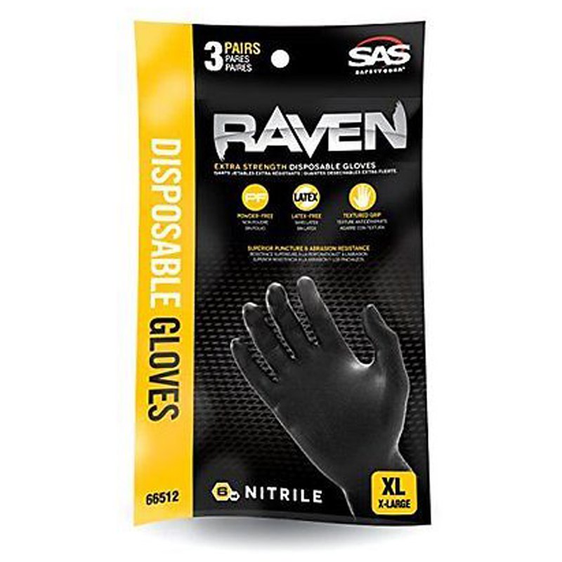 Raven powder free nitrile gloves 3 pack, 66512, XL